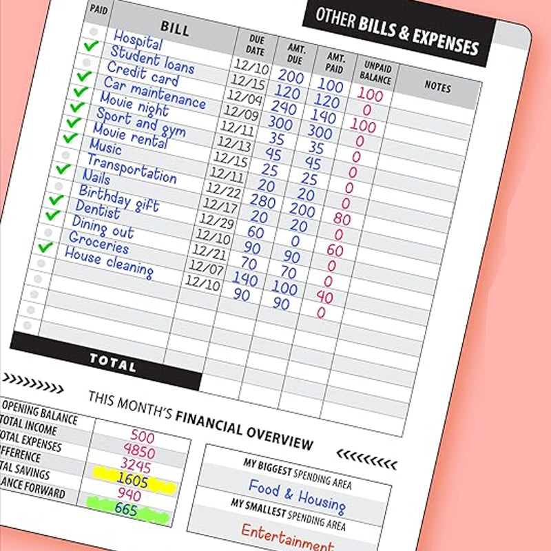 【Up to 60% off】Bill Payment Management Book