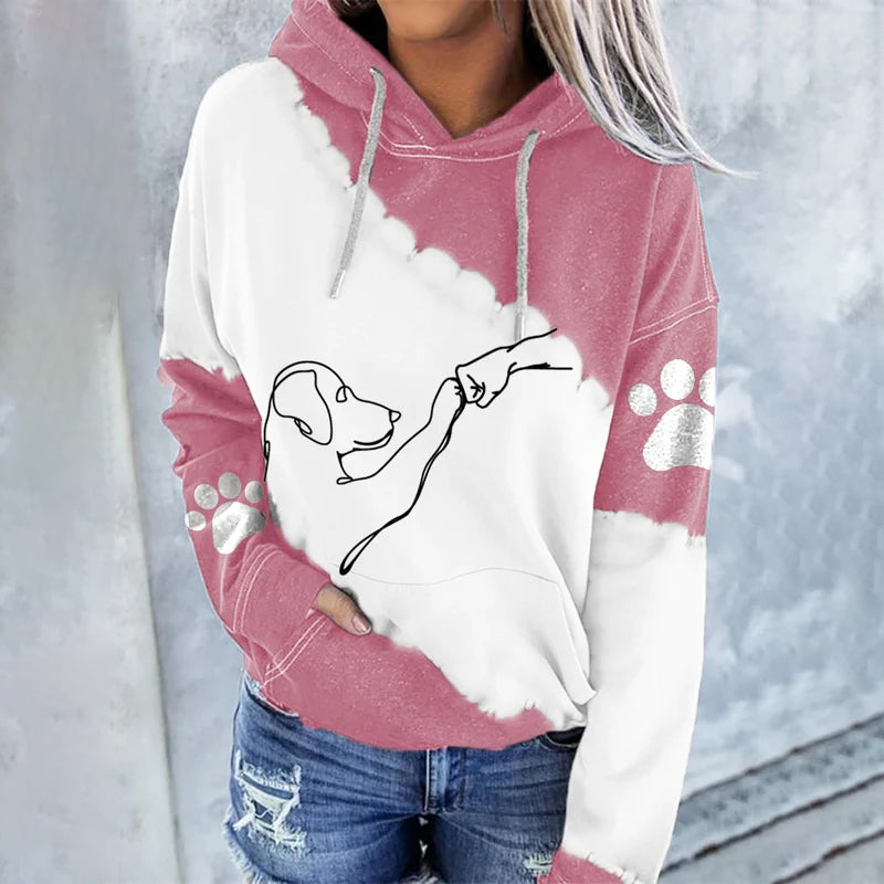 Dog High Five Print Hoodie