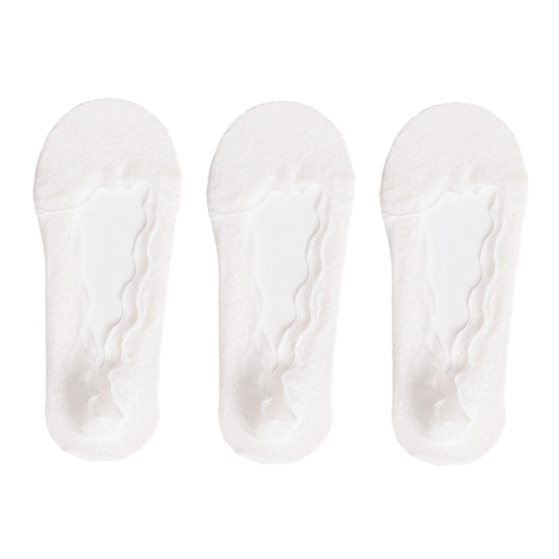 【3 Pairs】Lace No Show Liner Socks for Women