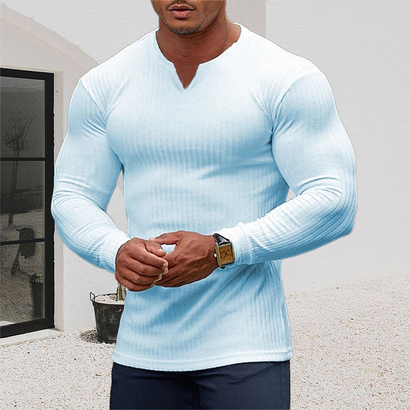 Men's V-Neck Basic Solid Color Shirt