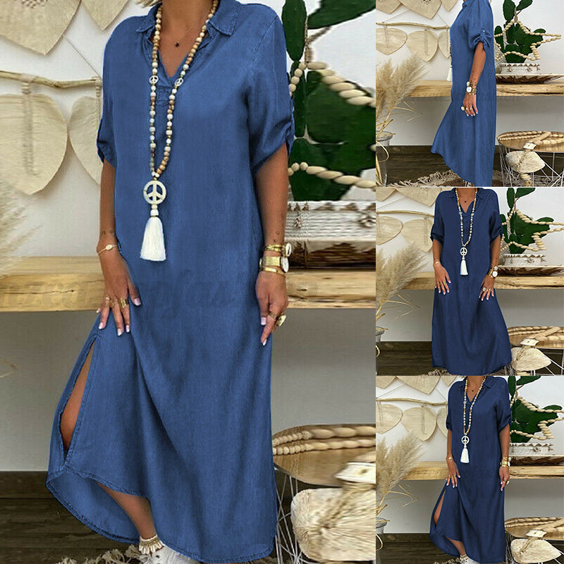 Women's Plain Denim Dress