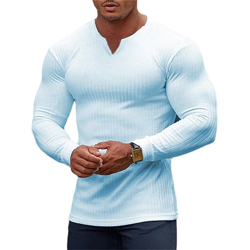 Men's V-Neck Basic Solid Color Shirt