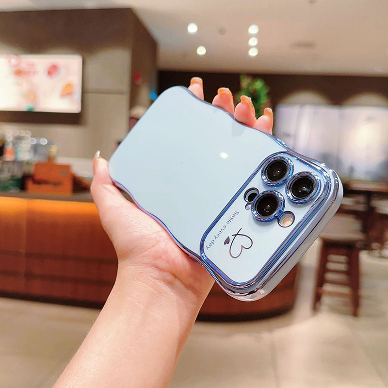 Cute Wave Shape With Love Heart Raised Camera Protection Phone Case