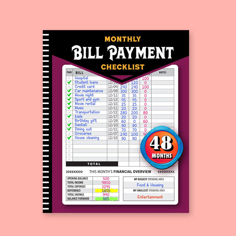 【Up to 60% off】Bill Payment Management Book