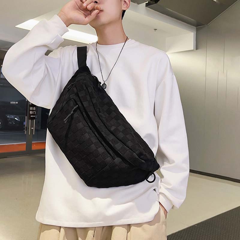 Women's Summer Fashionable Plaid Pattern Zipper Belt Bag