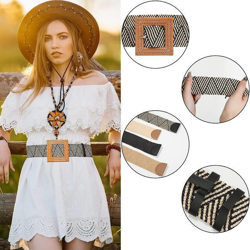 Fashion Vintage Boho Straw Woven Belt