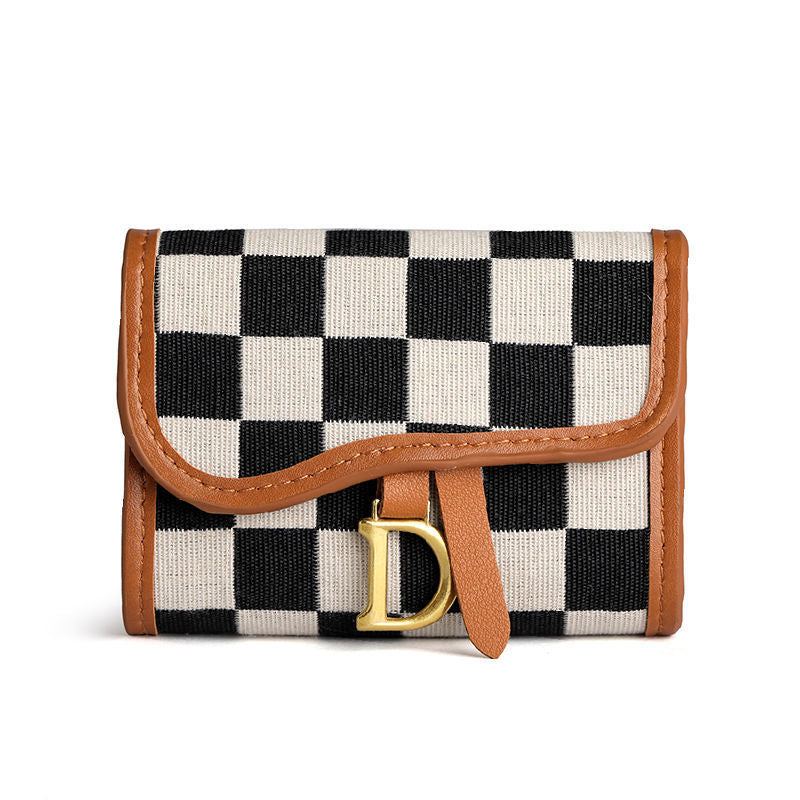 Checkerboard Pattern D Letter Design Card Holder