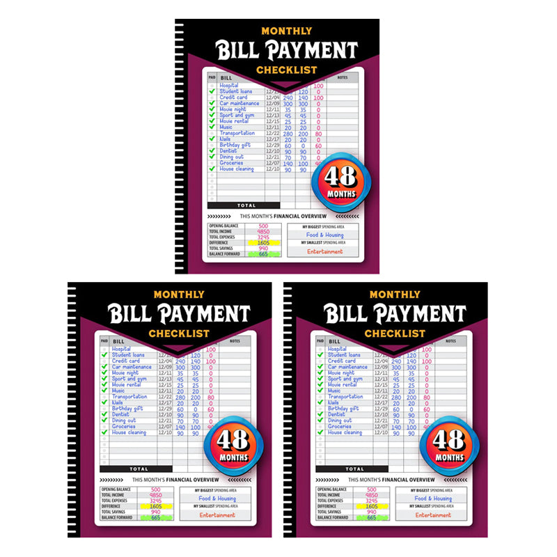 【Up to 60% off】Bill Payment Management Book