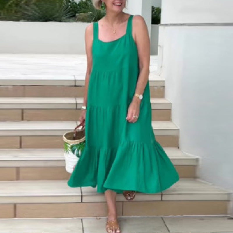 Slip-Kleid in Volltonfarbe und ärmellos