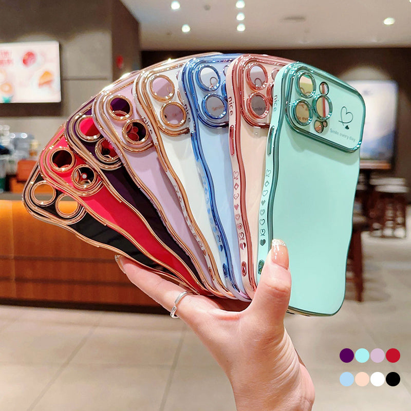 Cute Wave Shape With Love Heart Raised Camera Protection Phone Case