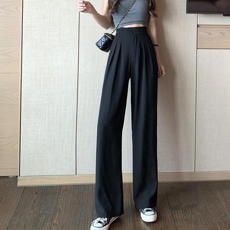 Figure-Flattering Versatile High-Waisted Wide Leg Trousers