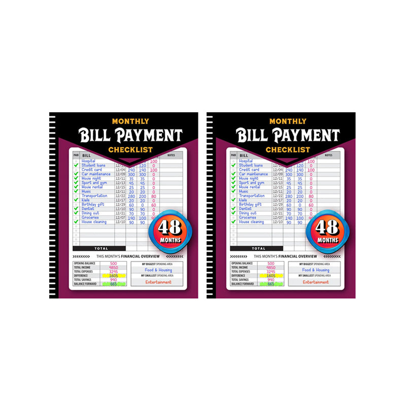 【Up to 60% off】Bill Payment Management Book