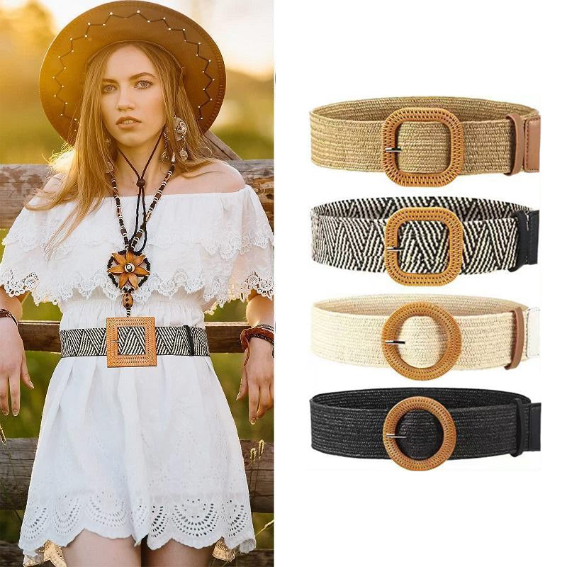 Fashion Vintage Boho Straw Woven Belt