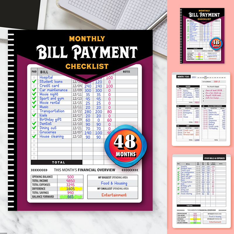 【Up to 60% off】Bill Payment Management Book