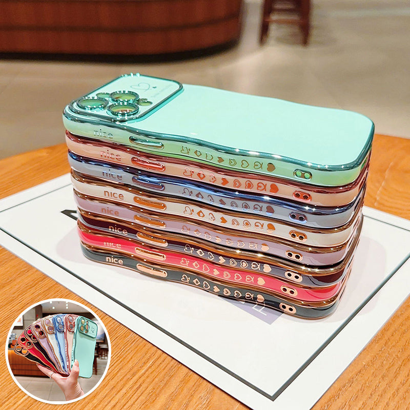 Cute Wave Shape With Love Heart Raised Camera Protection Phone Case