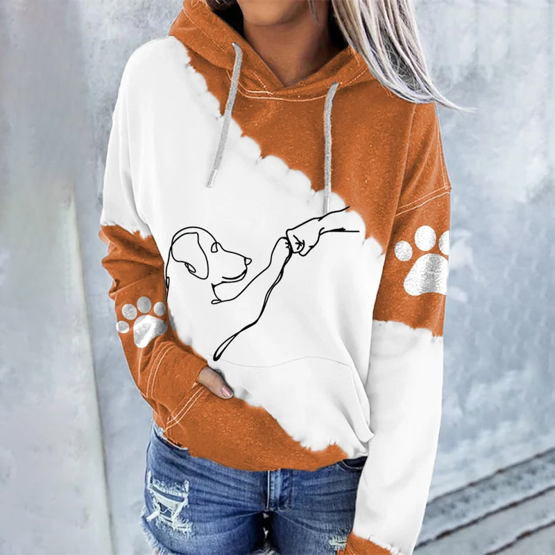 Dog High Five Print Hoodie