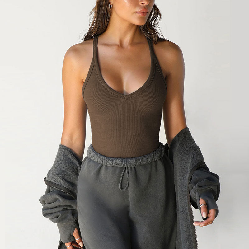 Women's Solid Backless Racerback Tank Top