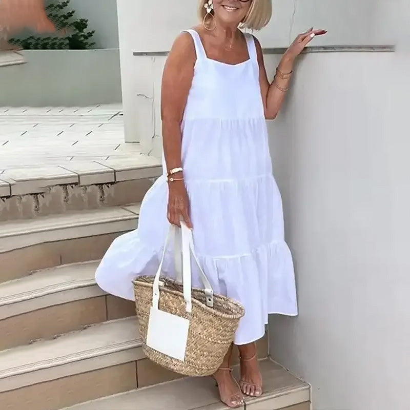 Slip-Kleid in Volltonfarbe und ärmellos