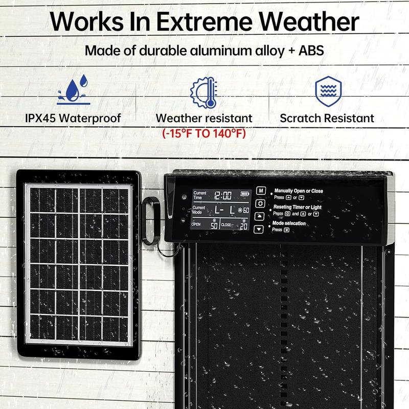 Sakerplus Waterproof Aluminum Alloy Solar Chicken House Door