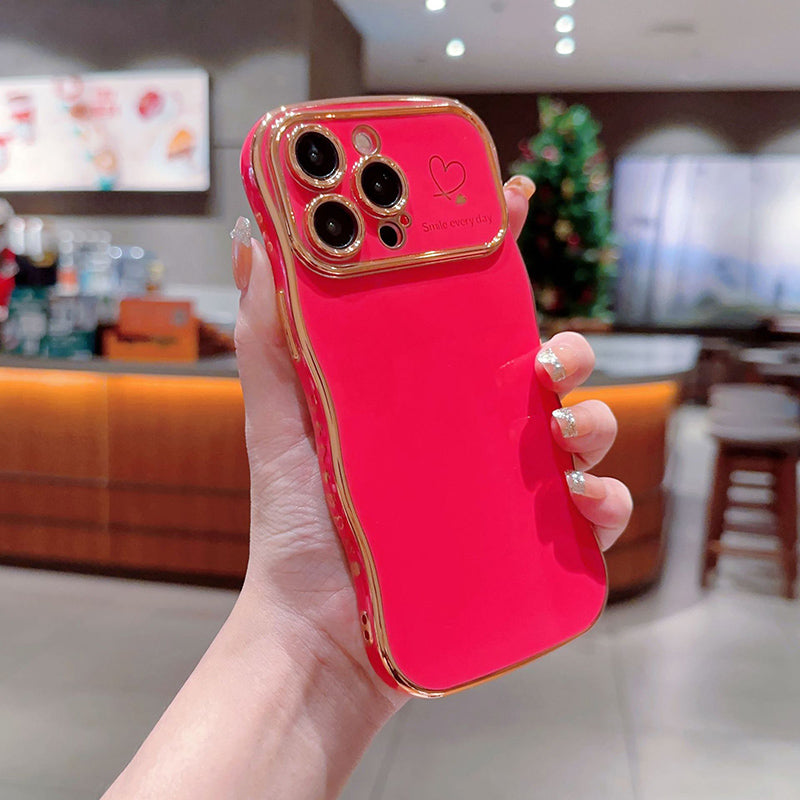 Cute Wave Shape With Love Heart Raised Camera Protection Phone Case