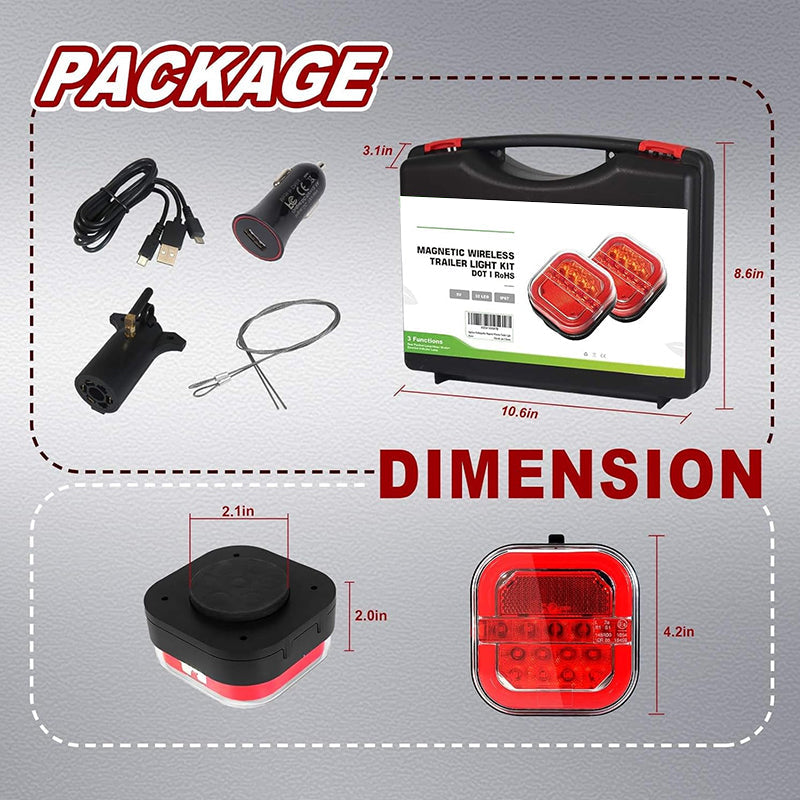 Sakerplus Wireless Trailer Lights Kit