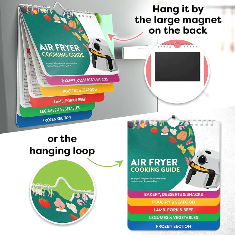 🔥LAST DAY 49% OFF-Air Fryer Cheat Sheet Magnets Cooking Guide Booklet