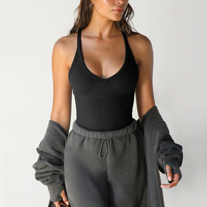 Women's Solid Backless Racerback Tank Top