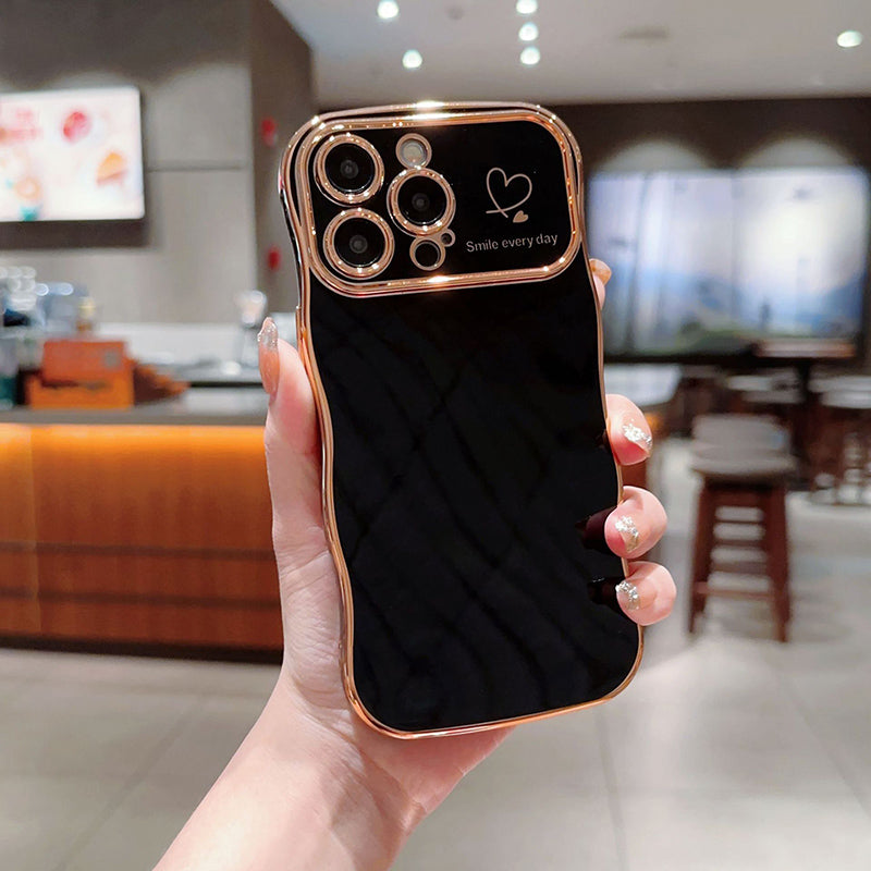 Cute Wave Shape With Love Heart Raised Camera Protection Phone Case