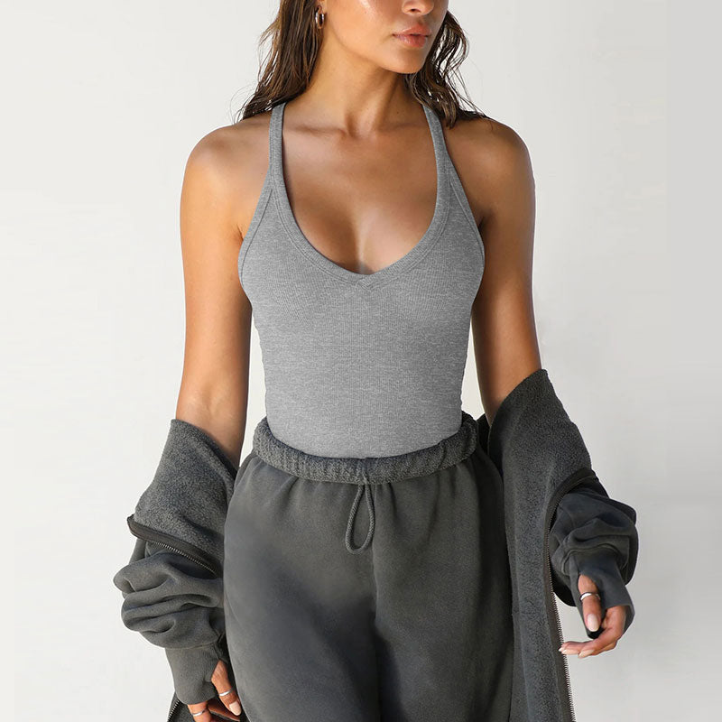 Women's Solid Backless Racerback Tank Top