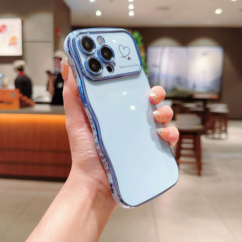 Cute Wave Shape With Love Heart Raised Camera Protection Phone Case