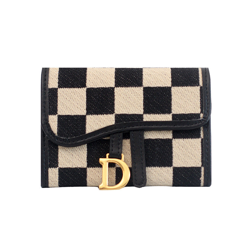 Checkerboard Pattern D Letter Design Card Holder