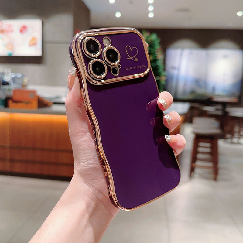 Cute Wave Shape With Love Heart Raised Camera Protection Phone Case