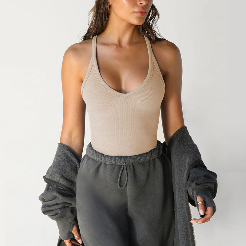 Women's Solid Backless Racerback Tank Top