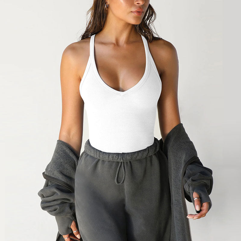 Women's Solid Backless Racerback Tank Top