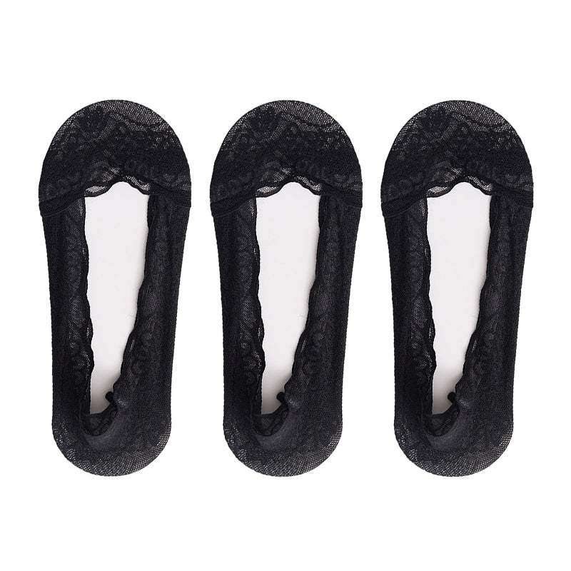 【3 Pairs】Lace No Show Liner Socks for Women