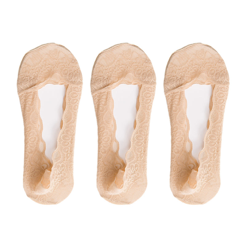 【3 Pairs】Lace No Show Liner Socks for Women