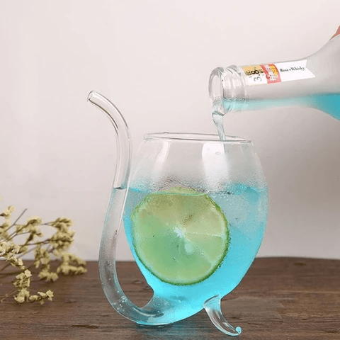 Creative Glass Cup With Drinking Tube Straw