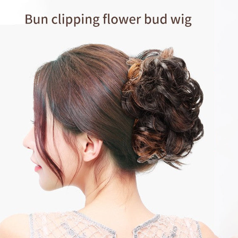 Bun Clipping Flower Bud Wig