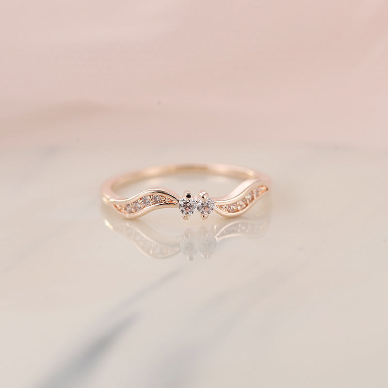 Double Stone Wavy Ring