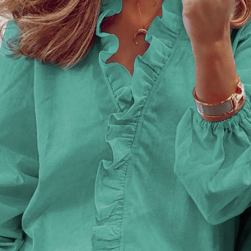 Long-Sleeved Ruffled Women'S Shirt
