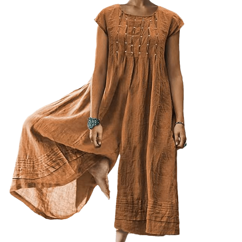 Casual Solid Color Short-Sleeved Jumpsuit