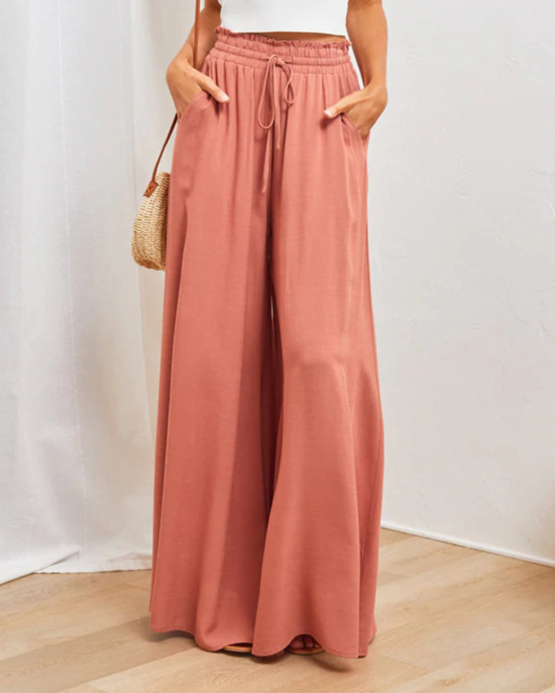 Solid Color High Waist Pants