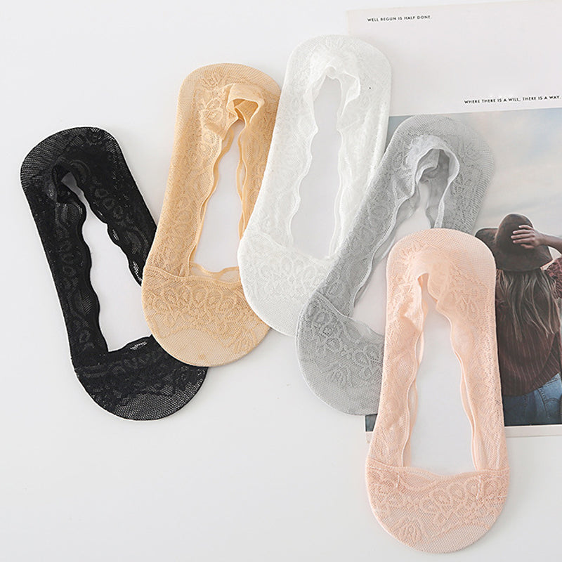 【3 Pairs】Lace No Show Liner Socks for Women