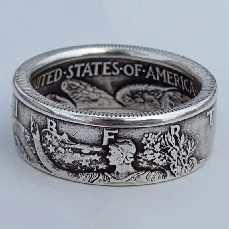 1945 Engraved Half Dollar Coin Ring