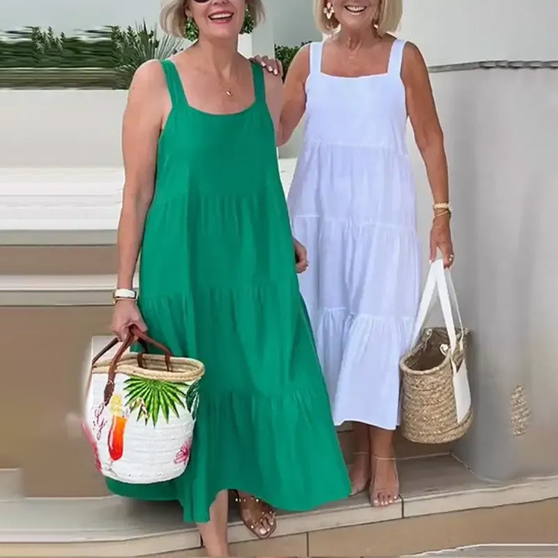 Slip-Kleid in Volltonfarbe und ärmellos