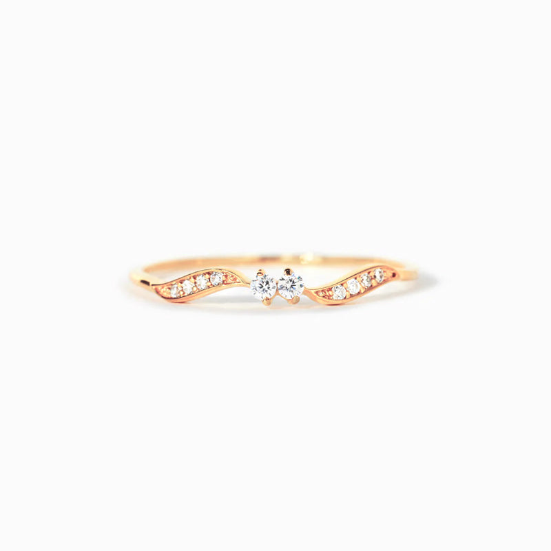 Double Stone Wavy Ring