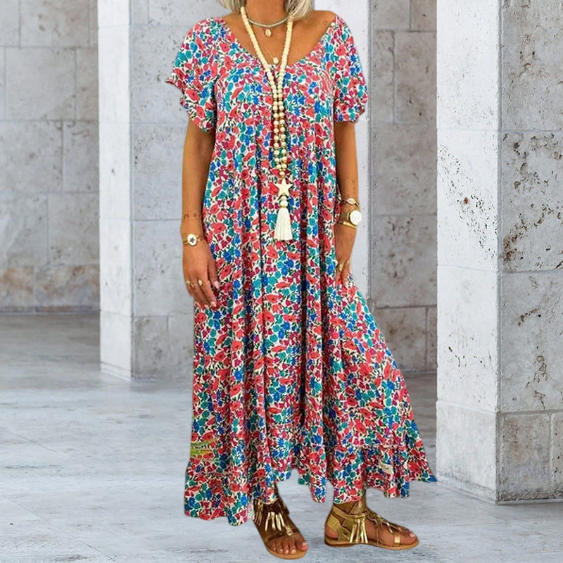 Loose Long Printed Bohemian Dress