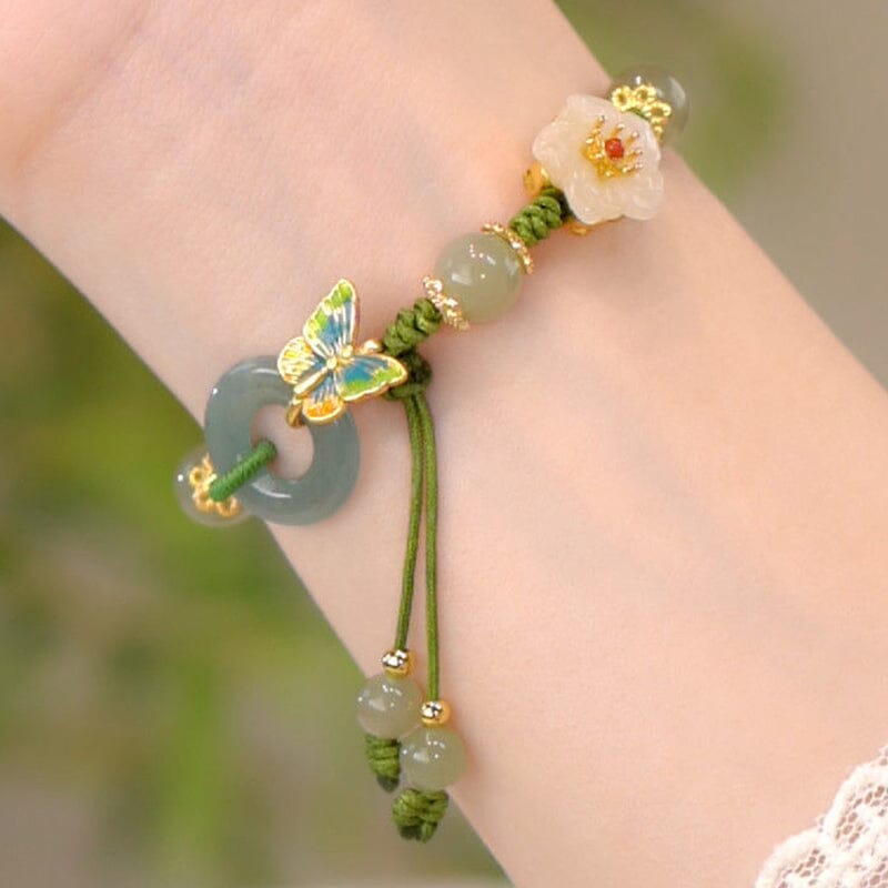 Butterfly Natural Emerald Jade Stone Bracelet