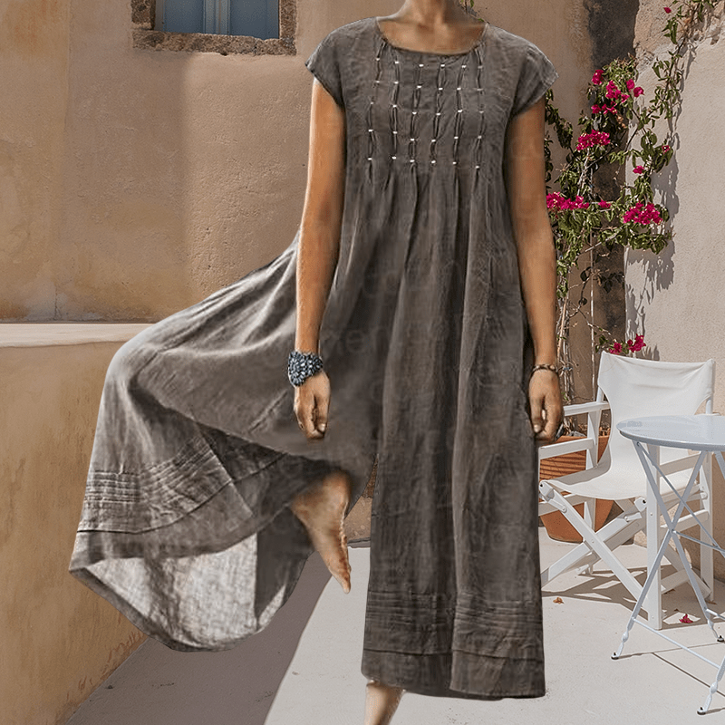 Casual Solid Color Short-Sleeved Jumpsuit