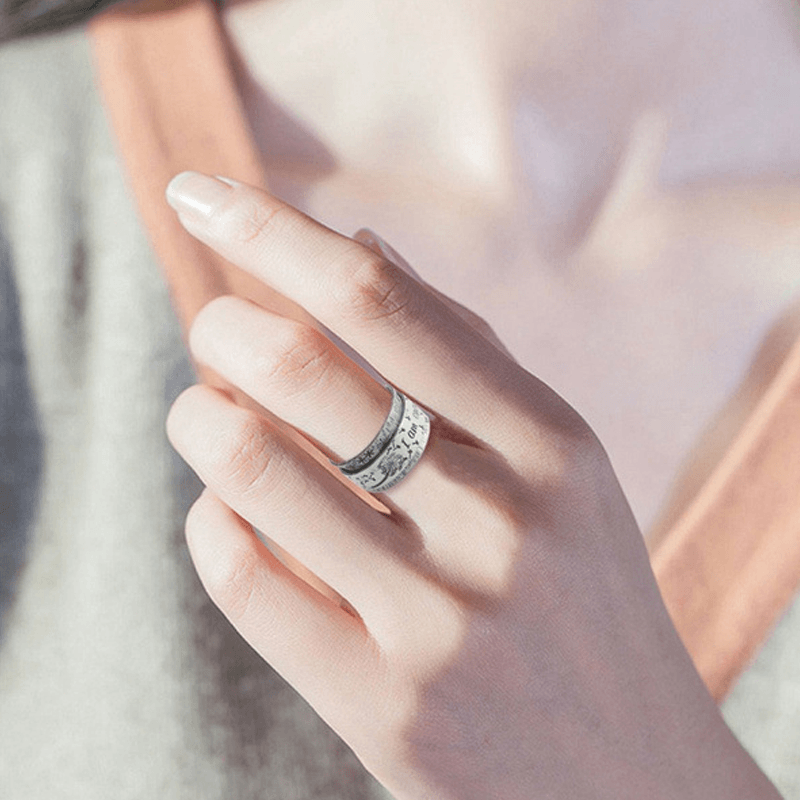 "I Am Enough" Silver Dandelion Ring